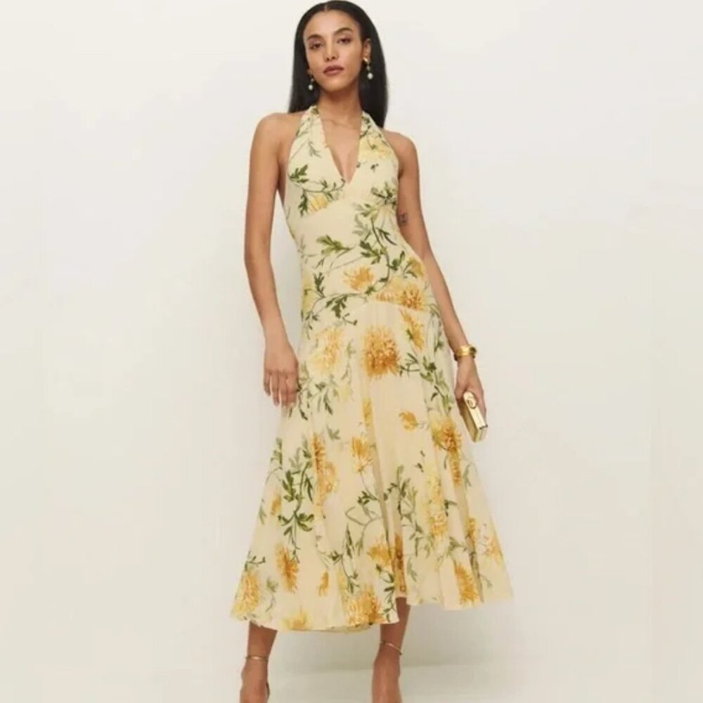 Reformation Briony Dress in Honeyglow, Size 6